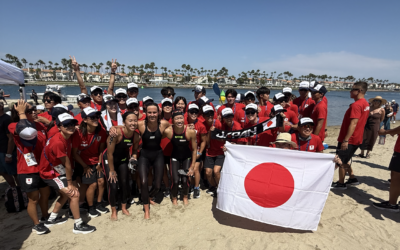 Teamwork Exhibited on the Shoreline at the Pan Pacific Swimming Championships